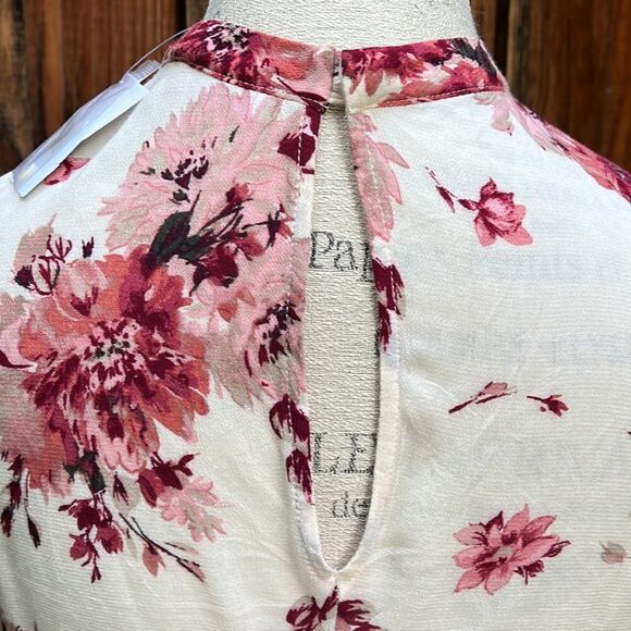 NORDSTOMS, LUSH IVORY-BURGANDY BLOUSE BNWT Size XS - Picture 5 of 7